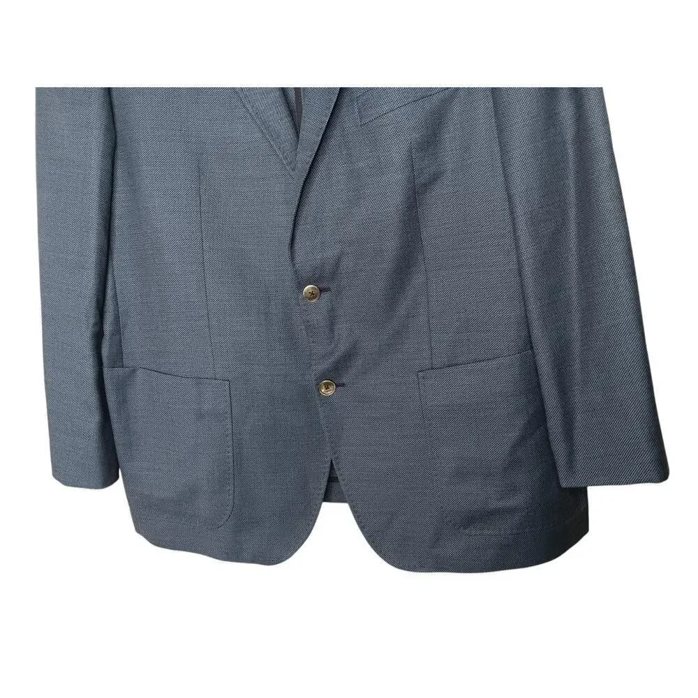 BOSS Men’s 46R Dark Blue Virgin Wool Blazer Sport Coat Croatia 3-Button 100% Woo
